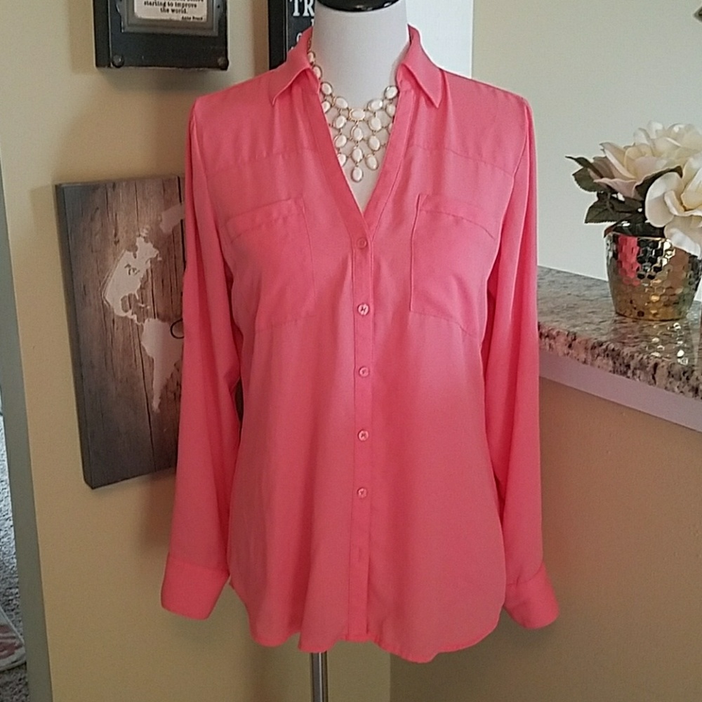 **SOLD** CORAL EXPRESS PORTOFINO BUTTON UP